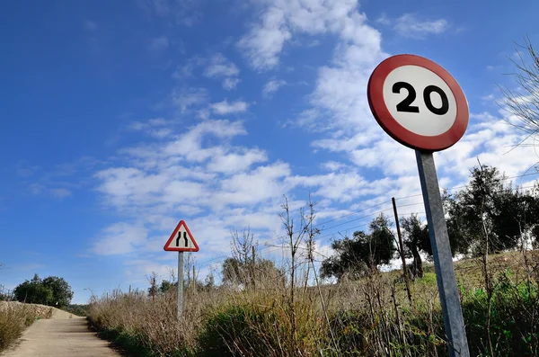 Road signs and landscape — Stock Photo, Image