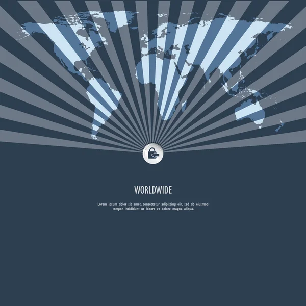 Modèle Sunburst et carte du monde, concept d'entreprise — Image vectorielle