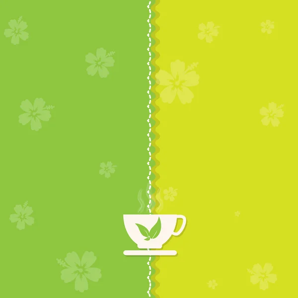 Cup of tea with flora background — Stock Vector