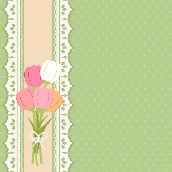 Bukiet tulipan na kropki tło styl vintage. — Wektor stockowy
