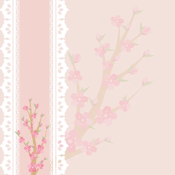Kirschblütenzweig auf rosa Hintergrund — Stockvektor