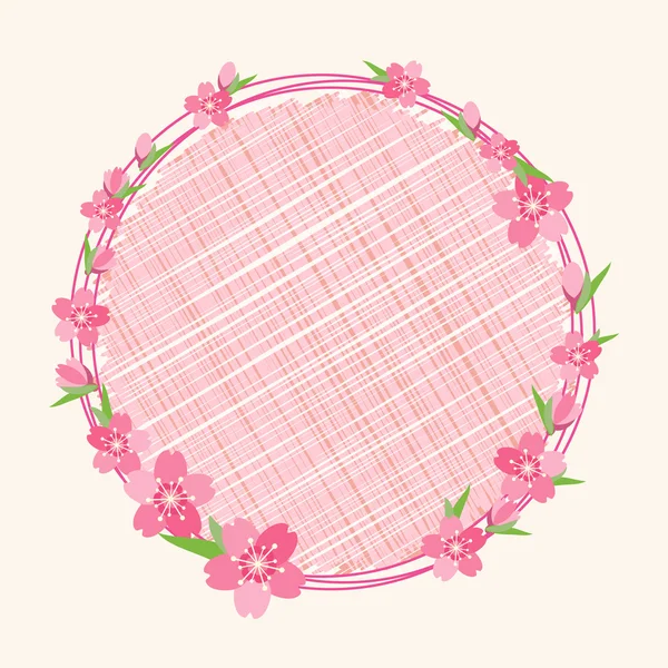 Ανθισμένες κερασιές υποκατάστημα λουλούδι σε κύκλο φόντο — Διανυσματικό Αρχείο