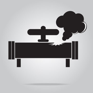 Gas leak pipe icon. Pollution Gas Pipe icon sign clipart