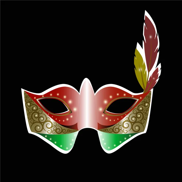Masque de carnaval et illustration vectorielle de plumes — Image vectorielle