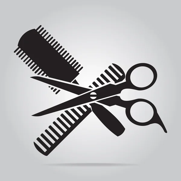 Hair salon with scissors and comb icon — Stock Vector