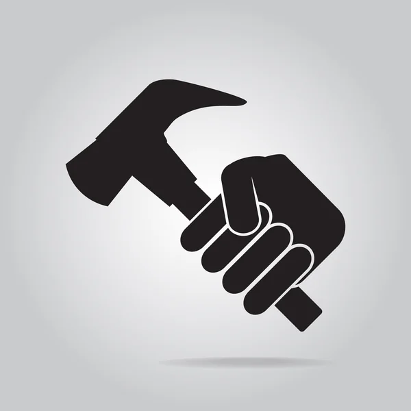Sostener la mano con icono de herramienta de trabajo — Vector de stock