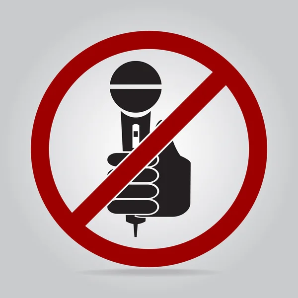 Mão segurando ícone de microfone — Vetor de Stock