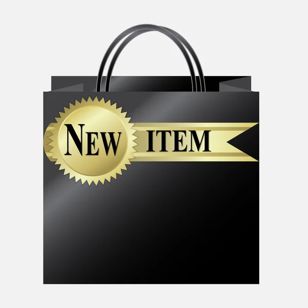 Shopping paper bag z nowy element etykieta — Wektor stockowy