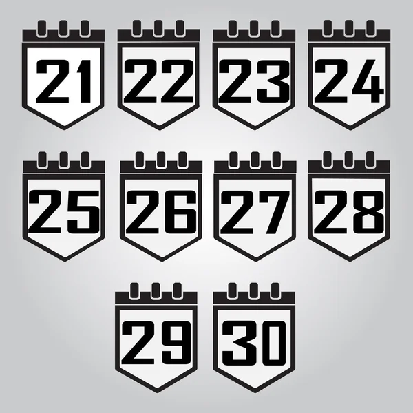 Icono del calendario número 21 a 30 ilustración — Vector de stock