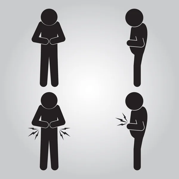 Ilustração do ícone do sinal do homem dor de estômago — Vetor de Stock