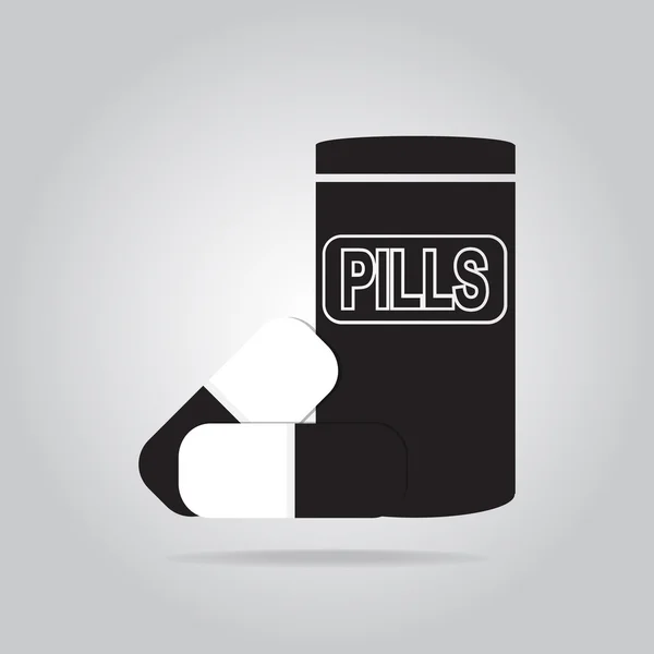 Pillen en fles pictogram — Stockvector