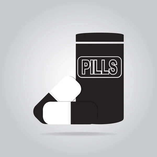 Pills and bottle icon — Stock Vector