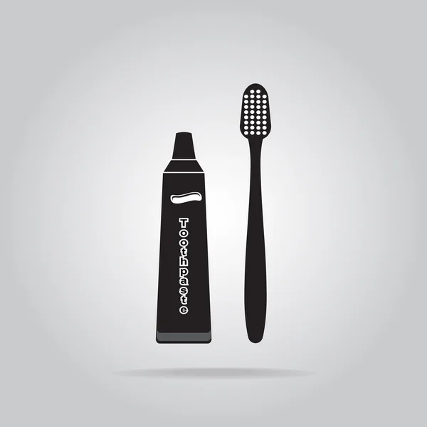 Tandenborstel en tandpasta pictogram — Stockvector