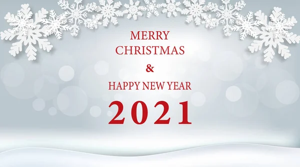 Vánoce Nový Rok 2021 Sezóna Papírové Umění Papírové Řemeslo Styl — Stockový vektor