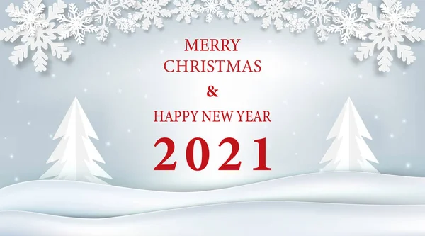 Navidad Año Nuevo 2021 Temporada Copo Nieve Papel Arte Papel Gráficos Vectoriales