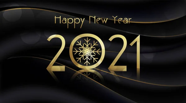2021 Šťastný Nový Rok Zářící Dekorace Ilustrace Tmavém Pozadí — Stockový vektor
