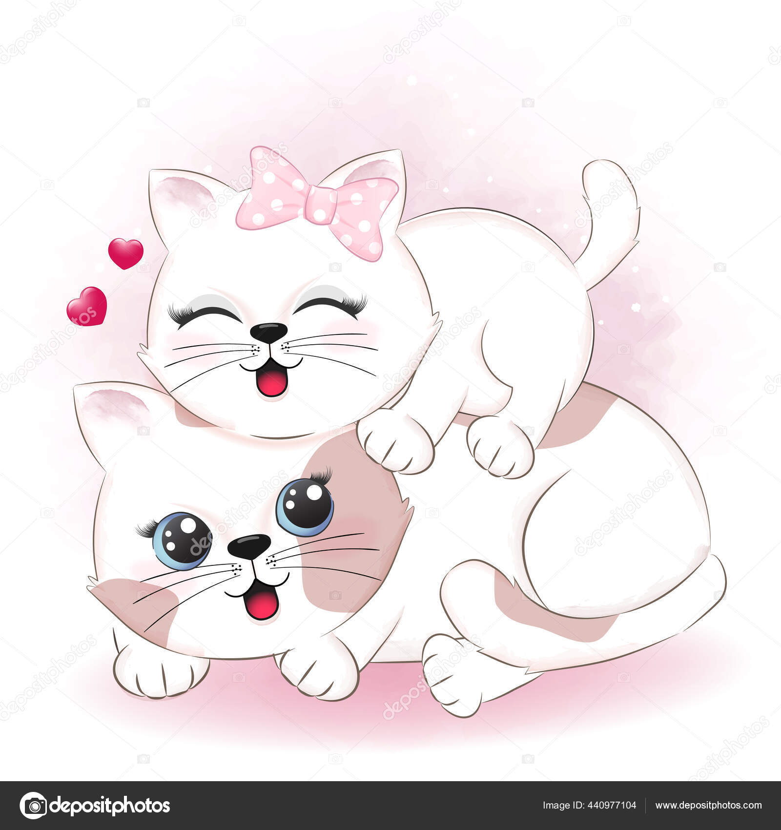 Couple Mignon Chat Coeur Valentine Day Concept Illustration Image Vectorielle Par Keath369 C Illustration