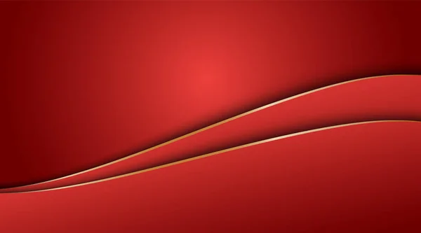 Roter Farbverlauf Abstrakt Und Goldkurve Hintergrund — Stockvektor
