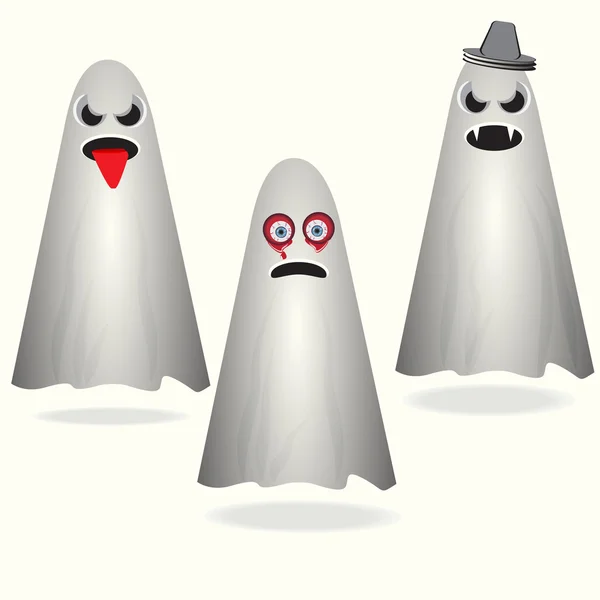 Conjunto de fantasmas de Halloween decorar — Vector de stock