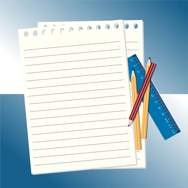 Bloc de notas y lápices vector ilustración — Vector de stock