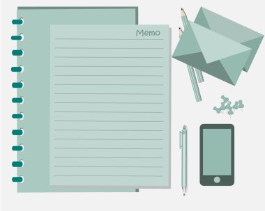 Not defteri ve kalem illüstrasyon vektör