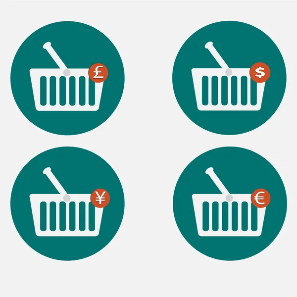 Shopping basket icon set vector illustration — Stock Vector