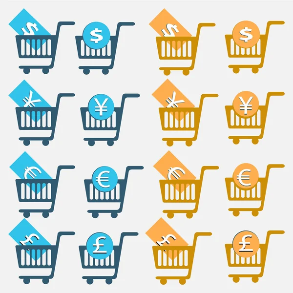 Vector ilustración carrito de compras icono conjunto — Vector de stock