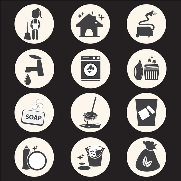 Cleaning icon set vector illustration — Stock Vector