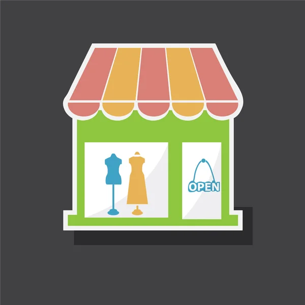 Shop building with open sign icon — Stockvector