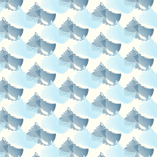 Seamless vector  blue wave Japanese pattern background — Stok Vektör