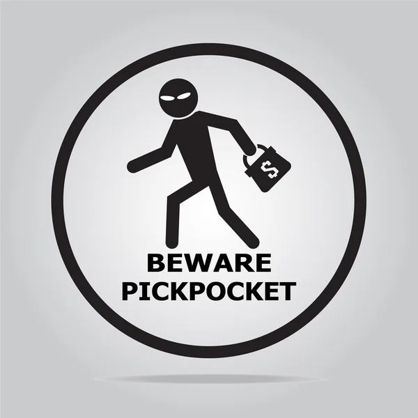 Vorsicht Taschendiebstahl-Schild — Stockvektor
