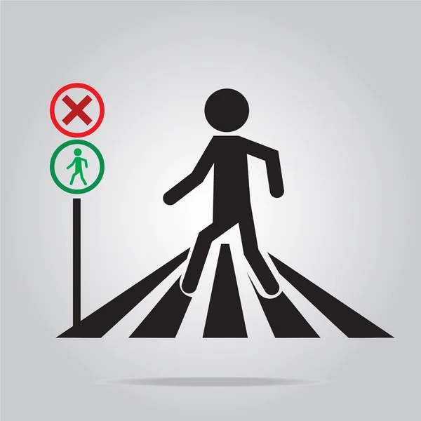 Señal de cruce de peatones, ilustración de la señal de tráfico escolar — Vector de stock