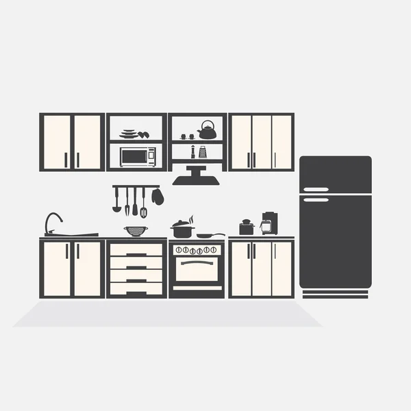 Concepto interior de la cocina, símbolo de la cocina vector ilustración — Archivo Imágenes Vectoriales