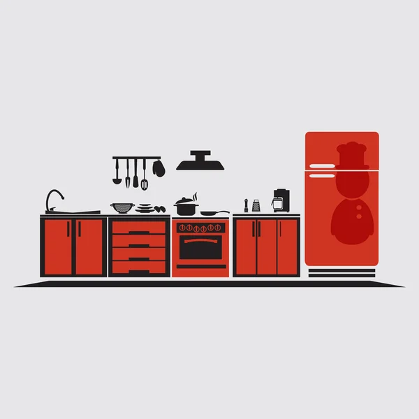 Keuken interieur concept, keuken symbool vectorillustratie — Stockvector