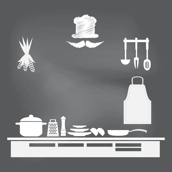 厨房内部概念，厨房符号图 — 图库矢量图片