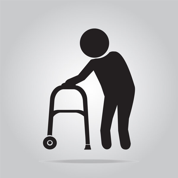 Иллюстрация пожилого человека и ходунков
