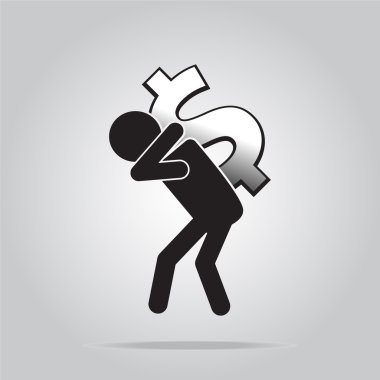 Para işaretiyle piktogram illüstrasyon taşıyan adam