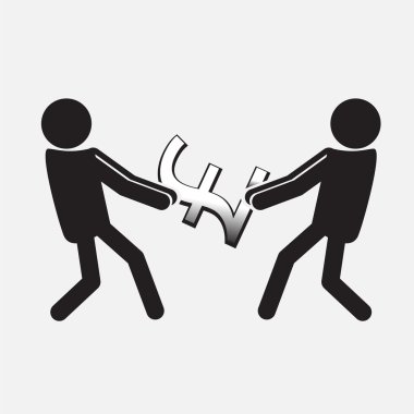 İki adam bir para symbolt illüstrasyon çekmek