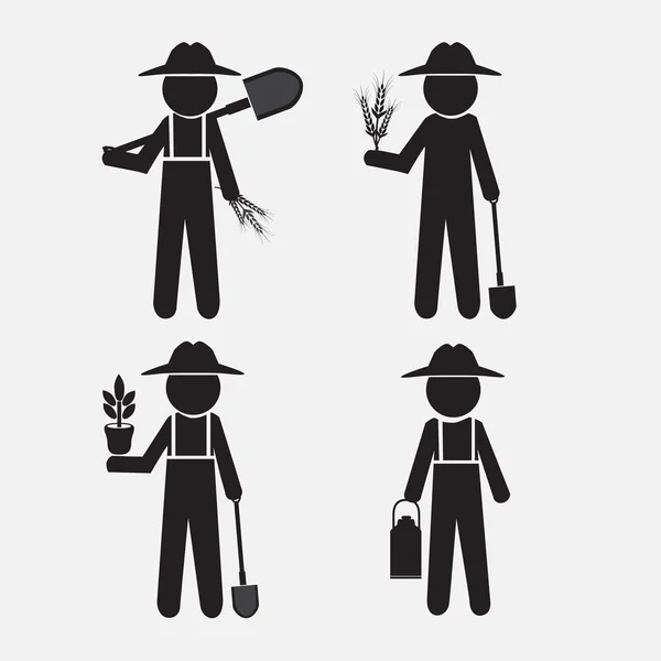 Farmer man and tool illustration — Stock Vector