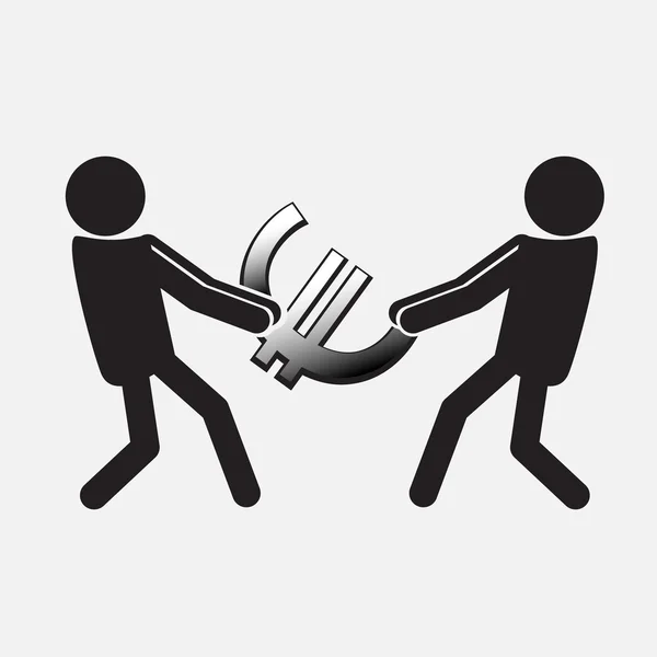 Deux hommes tirant une illustration de symbole d'argent — Image vectorielle