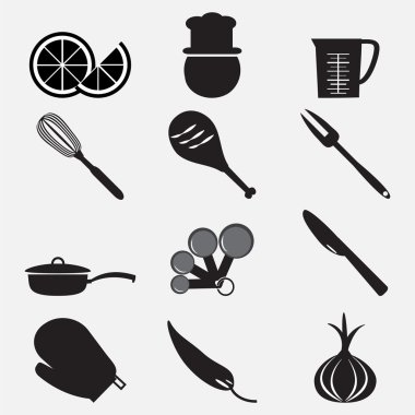 İllüstrasyon kap ve gıda Icon set