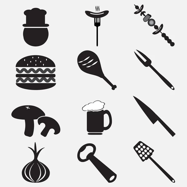 用具和食品的图标集的插图 — 图库矢量图片