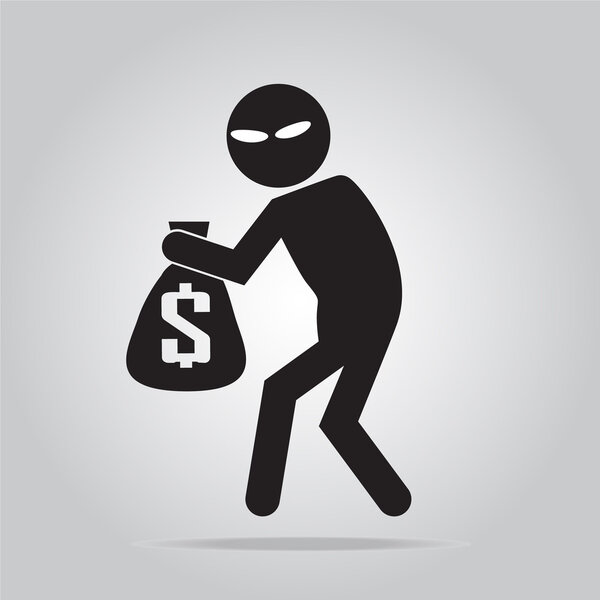 Beware pickpocket sign, thief icon illustration