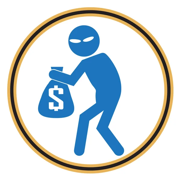 Cuidado con el cartel de carterista, ladrón icono ilustración — Vector de stock