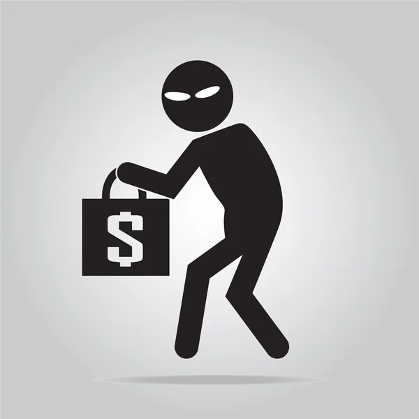 Cuidado con el cartel de carterista, ladrón icono ilustración — Vector de stock