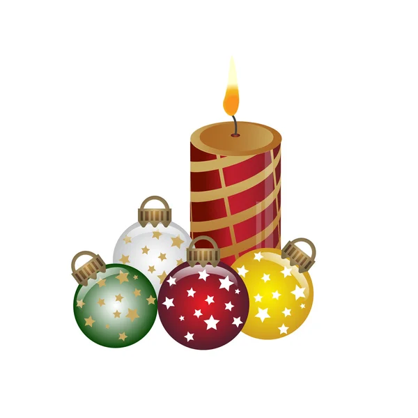 Різдвяна свічка з кульками — стоковий вектор