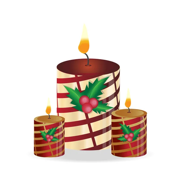 Bougie de Noël, illustration de symbole de Noël — Image vectorielle