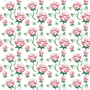 Dikişsiz desen gül çiçek Çizim vintage vektör arka plan