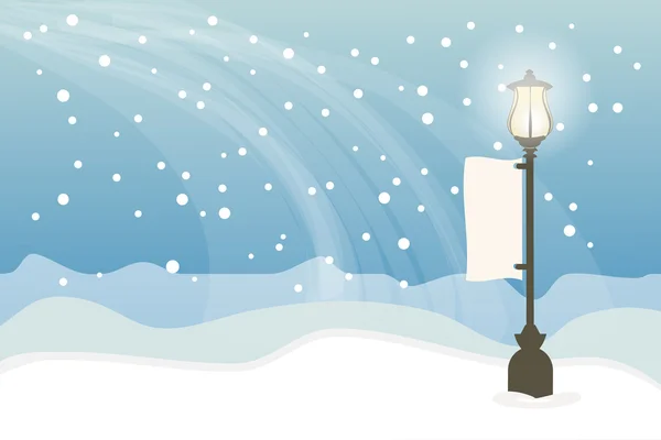 Χιονισμένο με lamppost, Χριστούγεννα φόντο — Διανυσματικό Αρχείο