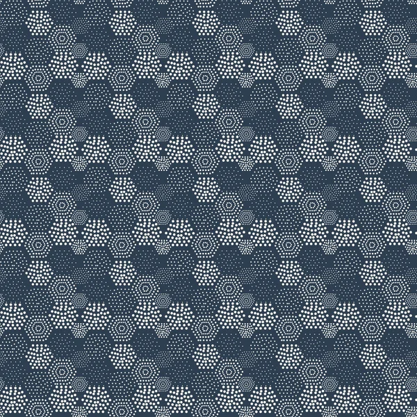 Seamless pattern geometric tiles polka dot abstract navy blue ba — Stock Vector